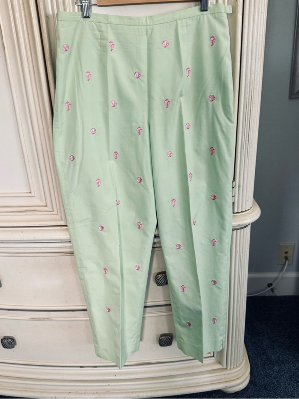 Brooks Brothers Mint Green Pants with Pink Shell Embroidery